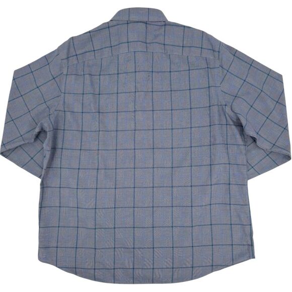 UNTUCKit Men's Ortman Wrinkle Free Relaxed Long Sleeve Shirt Gray/Blue Plaid XL - Picture 4 of 11